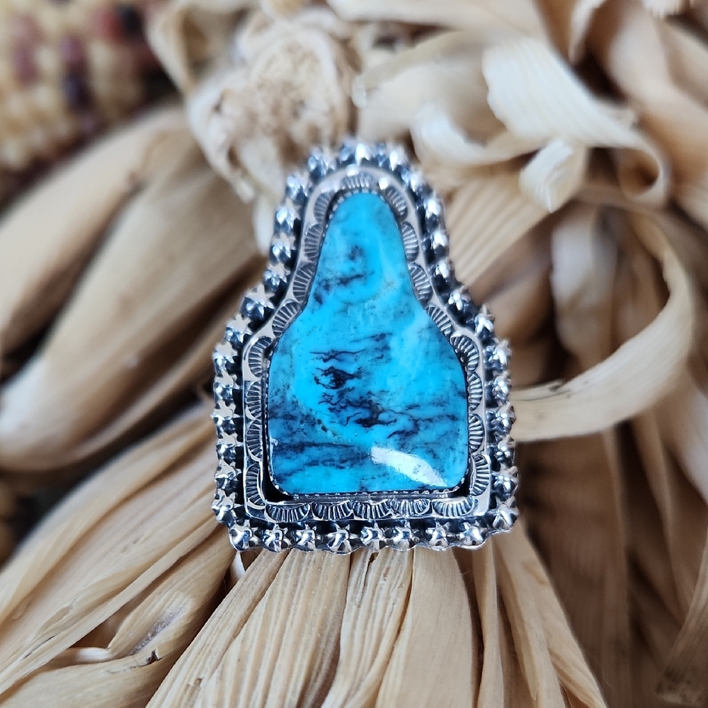 NWOT Native American Navajo Turquoise & Sterling Adjustable Ring 💙💍🎁
